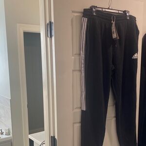 Adidas Men’s Black Joggers with White Stripes